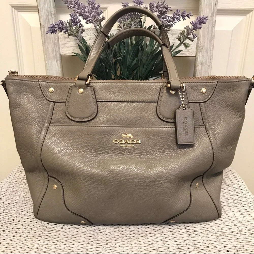 Coach Mickie Satchel Taupe Gray